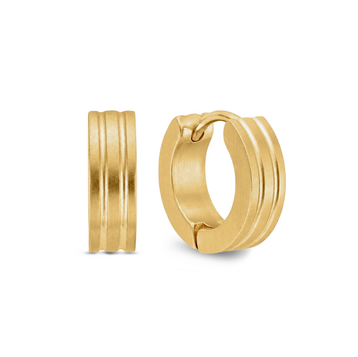 Frank 1967 7FE-0007-Y Stalen Oorringen - Heren - 13 x 4 mm - Staal - Vintage - Goudkleurig