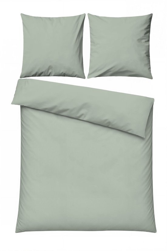 L'Essentiel Maison Ranforce Eenpersoons XXL Dekbedovertrekset - 200x200 cm - 100% Katoen –Saliegroen — afbeelding 5