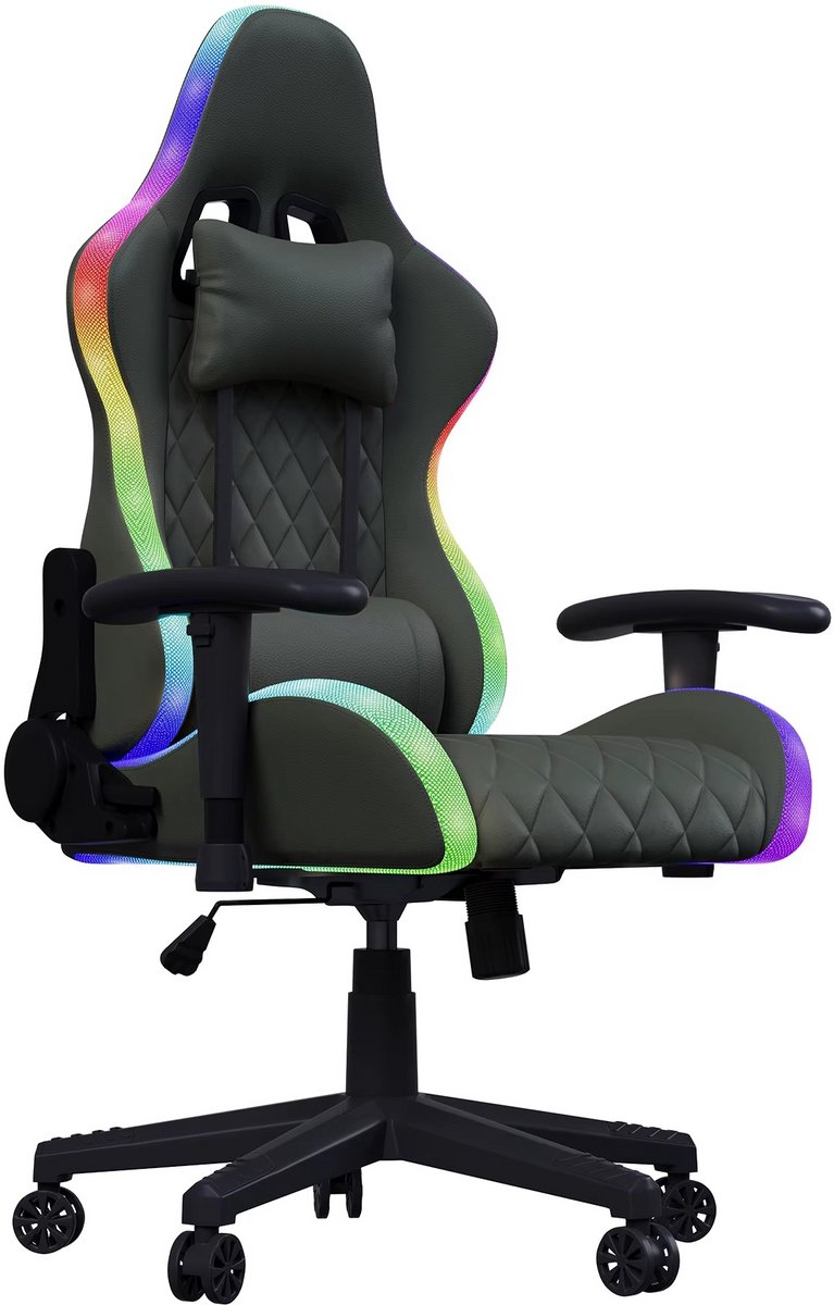 JOYNEXTBUY - Gamestoel - Bureaustoel gaming - Ergonomisch - Massagefunctie - Verstelbare Rugleuning - Tot 130 kilo belastbaar - Premium leer - Zwart