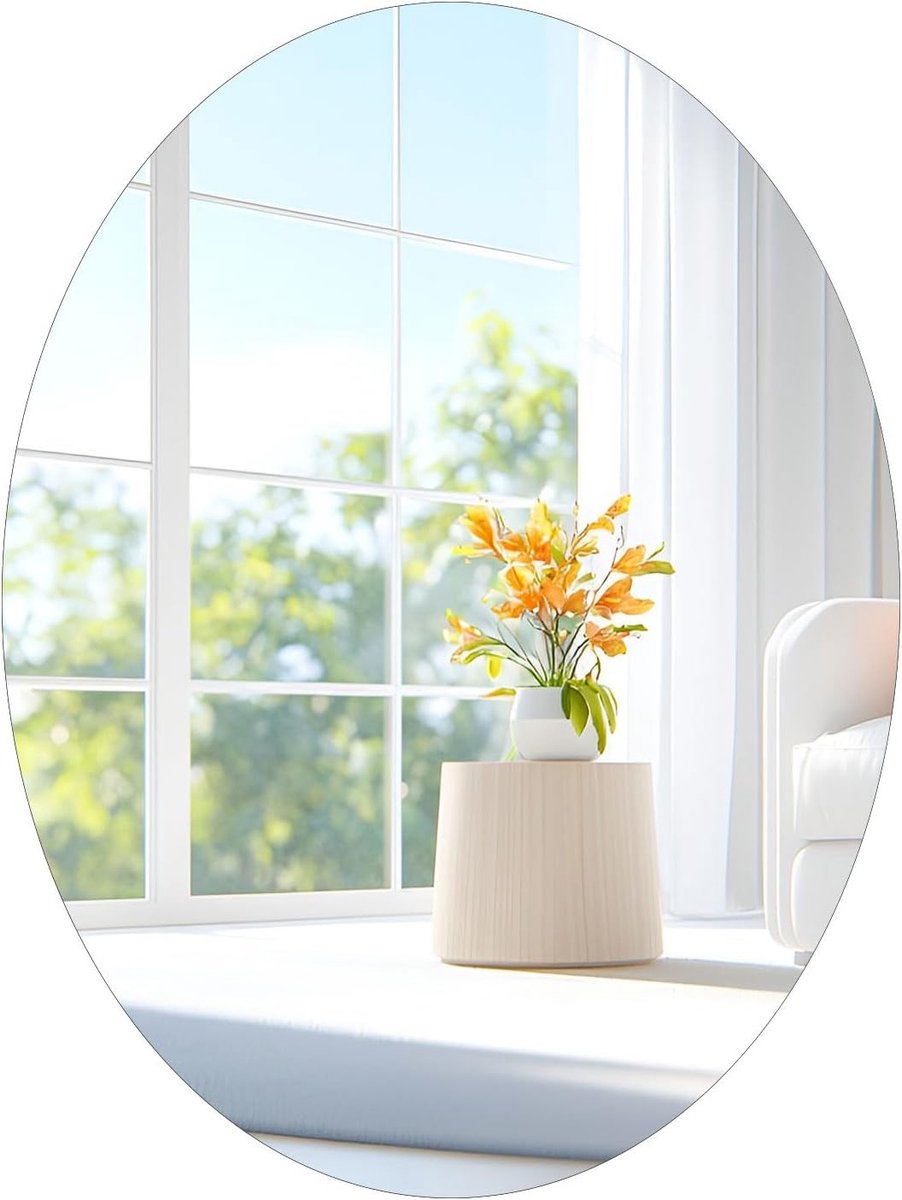 Ovale Zelfklevende Spiegel 40x30 cm, Randloos Design, HD Decoratieve Wandspiegel voor Badkamer, Hal en Woonkamer