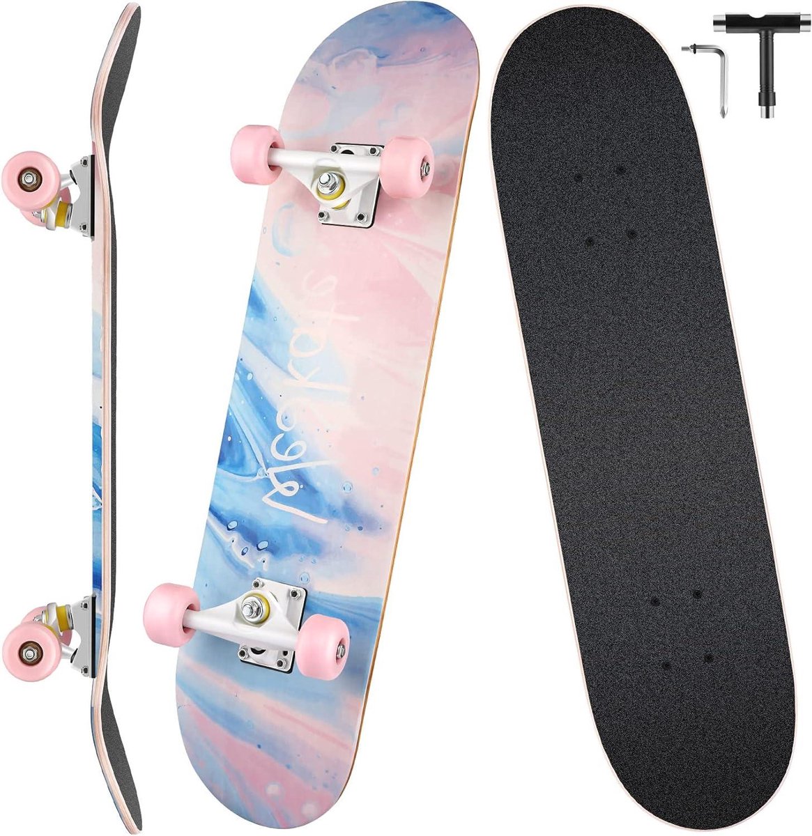 Skateboard beginners Complete rolplank Straat en park 7-laags esdoorn dek 70 x 20 cm Esdoornroze