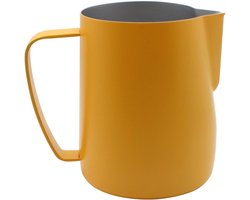 Frothing Jug van RVS voor het Stomen van Melk, Perfect voor Koffie, Latte en Melkschuim - 600ml Geel
