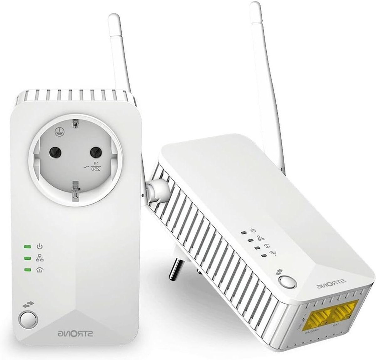 Powerline adapterset - Internetversterker - Stabiel Netwerk - Met Stopcontact - 600 Mbit/s - Wit