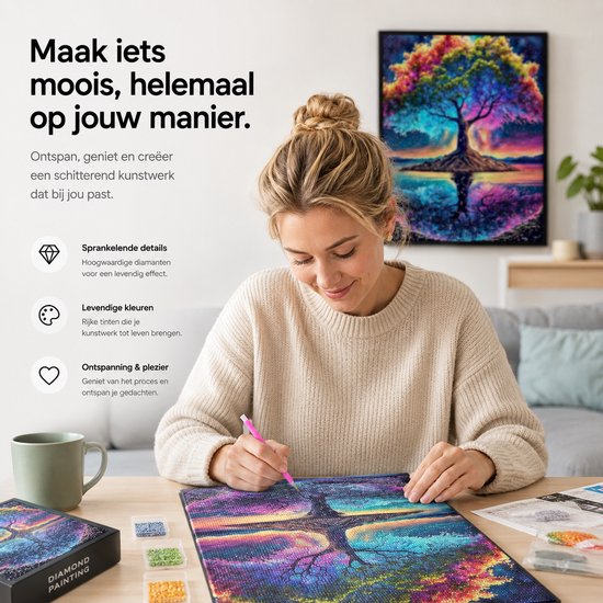 BOTC Peinture de diamants Adultes – Peinture de diamants Enfants – Forfait complet de Peinture de diamants – Arbre – 30 x 40 cm