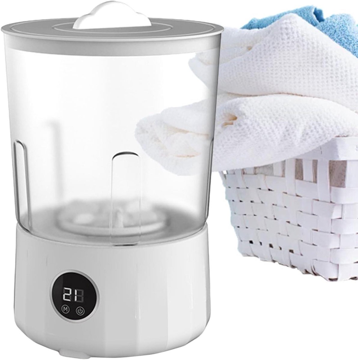 Mini Wasmachine Draagbare Reiniger Snel Kleding Wassen Oplaadbaar & Stil 1.5 Liter Wit