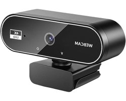 4K Webcam – Videocamera HD – Draadloos Vergaderen – Ultra Helder Beeld – 1.5 Meter Kabel – Zwart