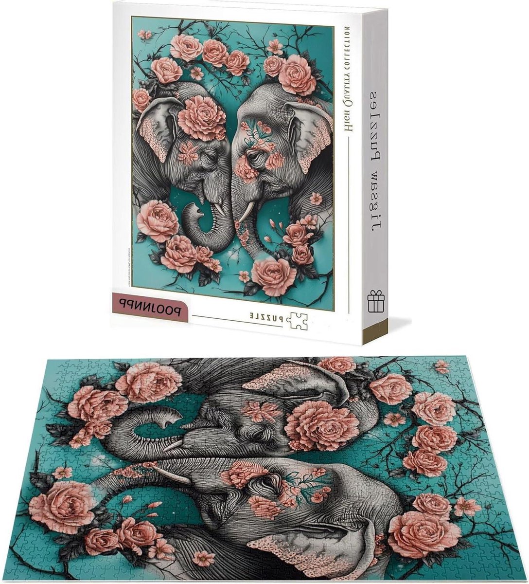 Olifant Puzzel - Legpuzzel Volwassenen - Ontspanning Thuis - Gelabelde Achterkant - 3000 Stukjes - Multicolor