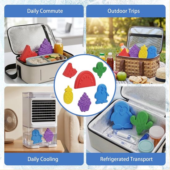 Koelpacks voor Lunchbox - Kleine ijspacks - Voedsel koel houden - Tot 10 uur koud - Set van 6 - Blauw — afbeelding 2