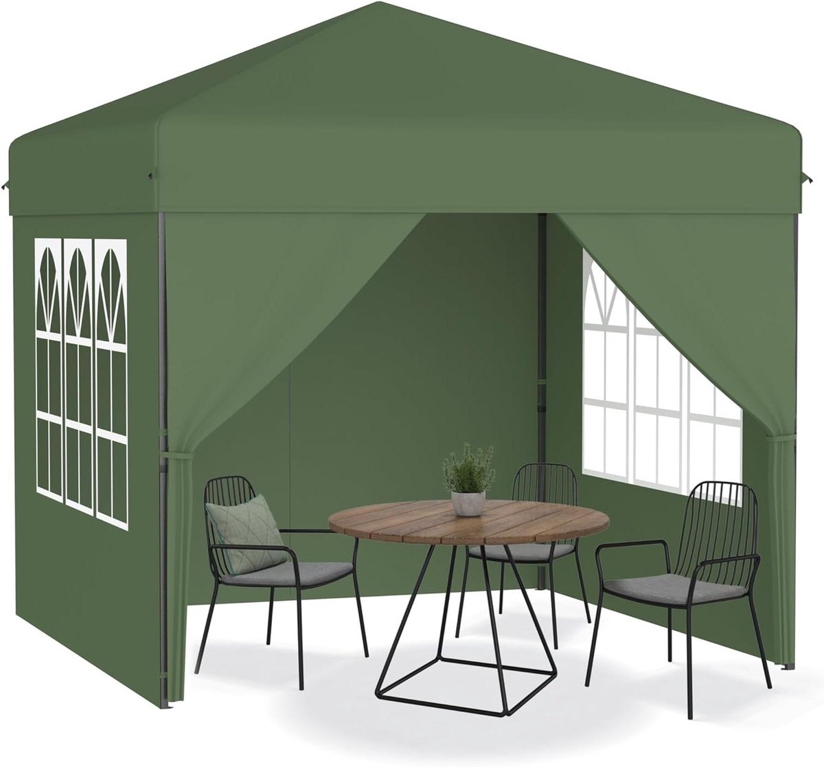 Opvouwbaar Paviljoen - Feesttent Tuinpaviljoen - Buitenfeesten Organiseren - Eén-klik Systeem - 25 x 25 m - Groen