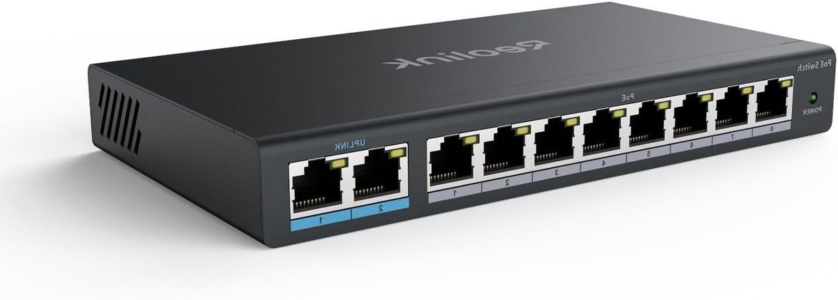 PoE Switch - Netwerk Switch - Camera Beveiliging - 120W Vermogen - 10 Poorten - Zwart