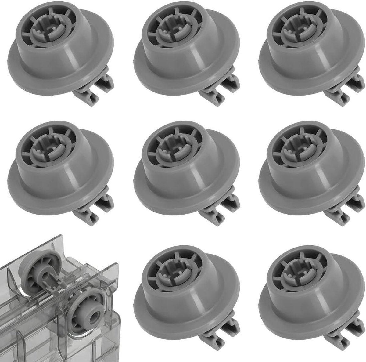 Vaatwasser Wielen - Reservewielen Mand - Onderste Mand - Duurzaam Materiaal - 8 Stuks - Zwart