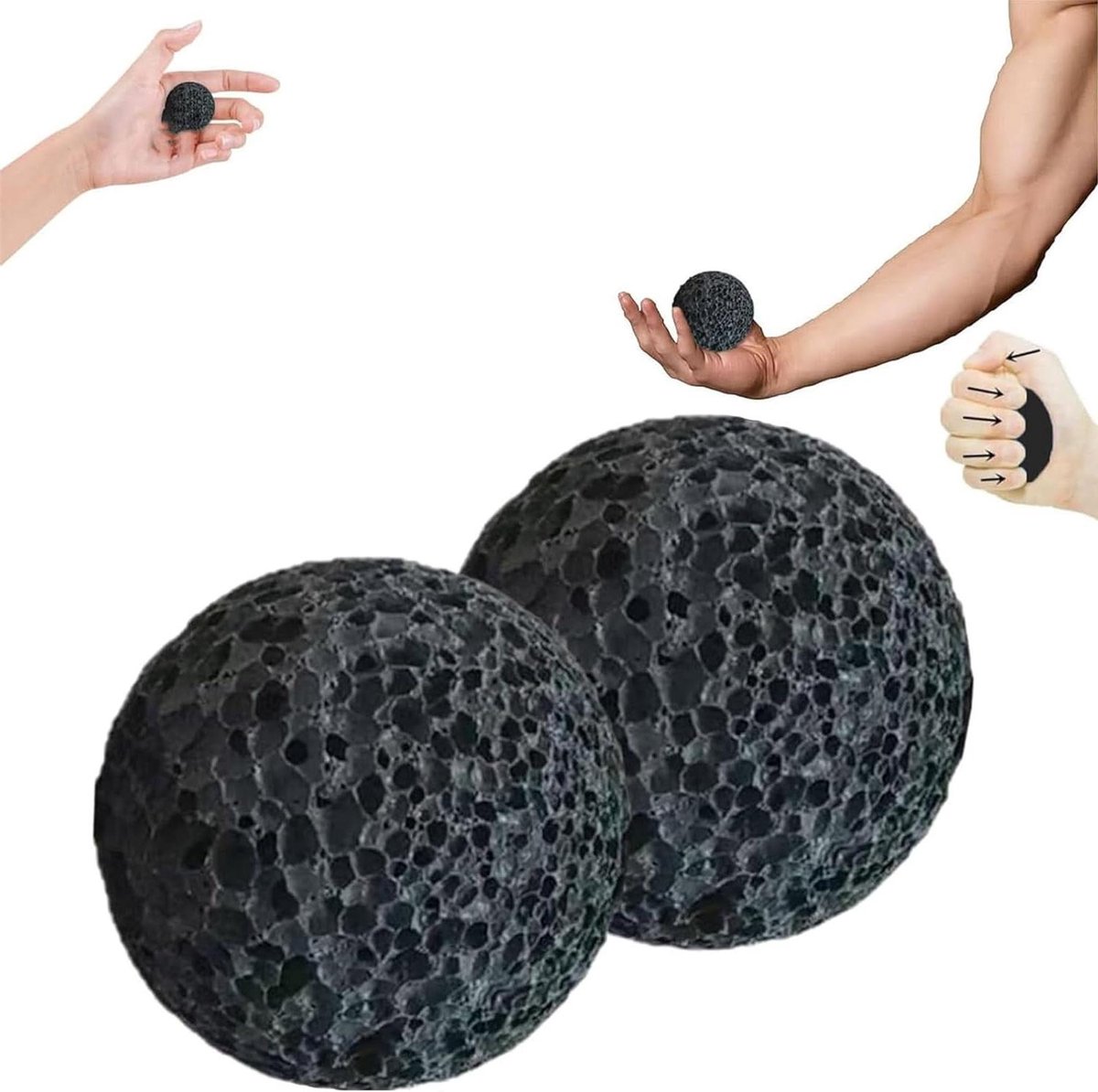 Eelt Bouwer Bal - Hand Versterker - Grip Training - Natuursteen Textuur - 5 x 5 x 5 cm - Zwart