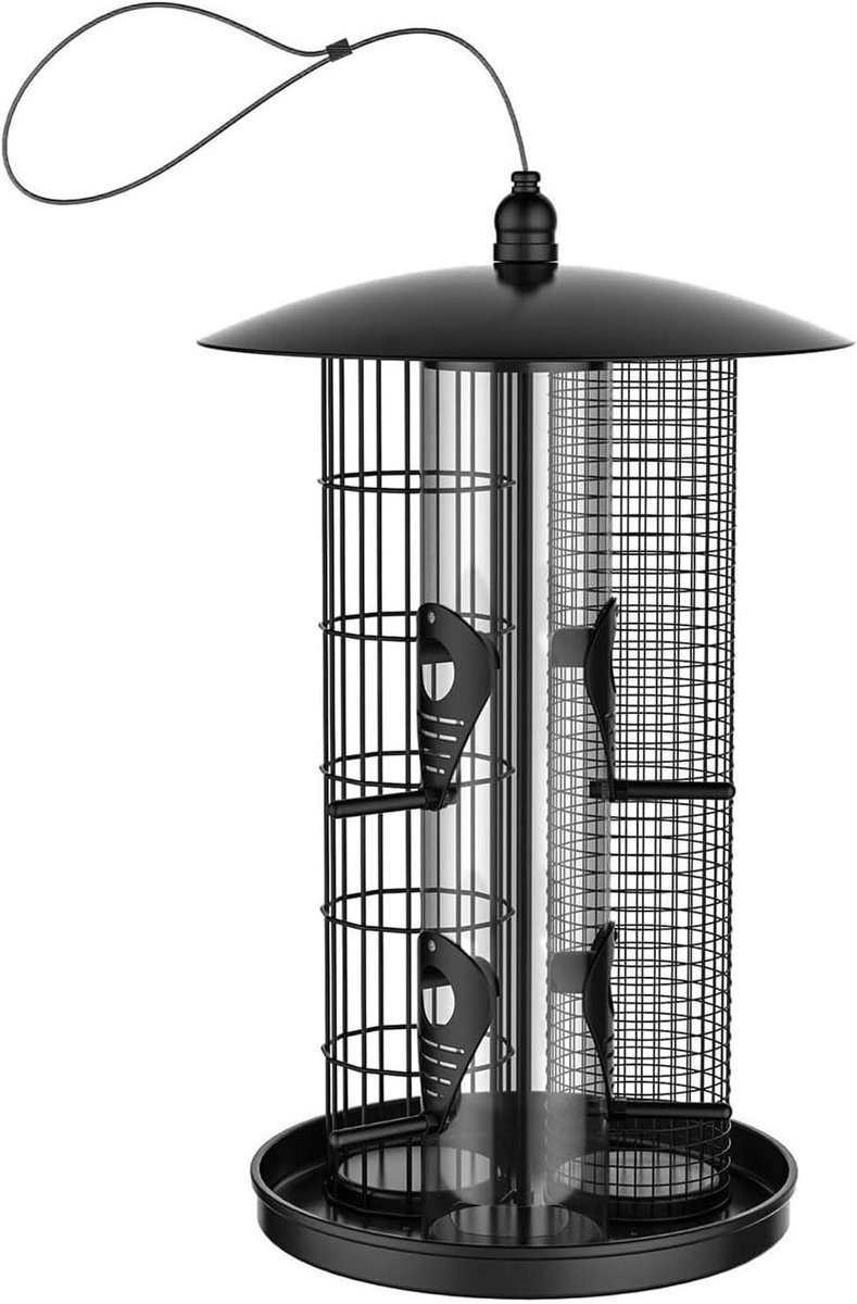 voederdispenser voor vogels, drievoudige buis, weerbestendig, voor buiten, tegen eekhoorns, gedroogde vruchten, lokstikken, kolibries, tuin, binnenplaats,