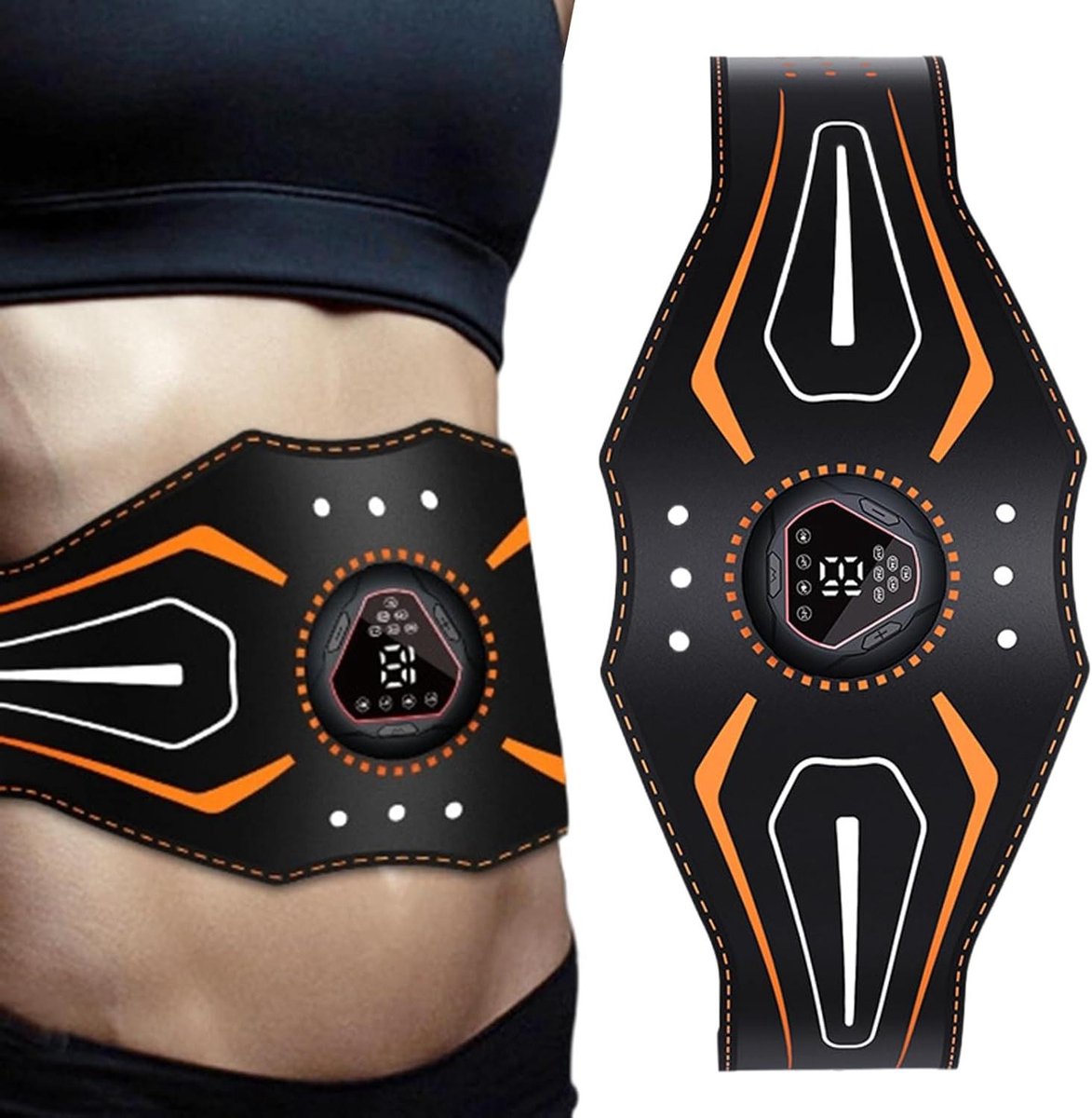 Buikspier Trainer - Fitness Riem - Spier Stimulatie - Progressieve Modules - 118 cm Lengte - Zwart