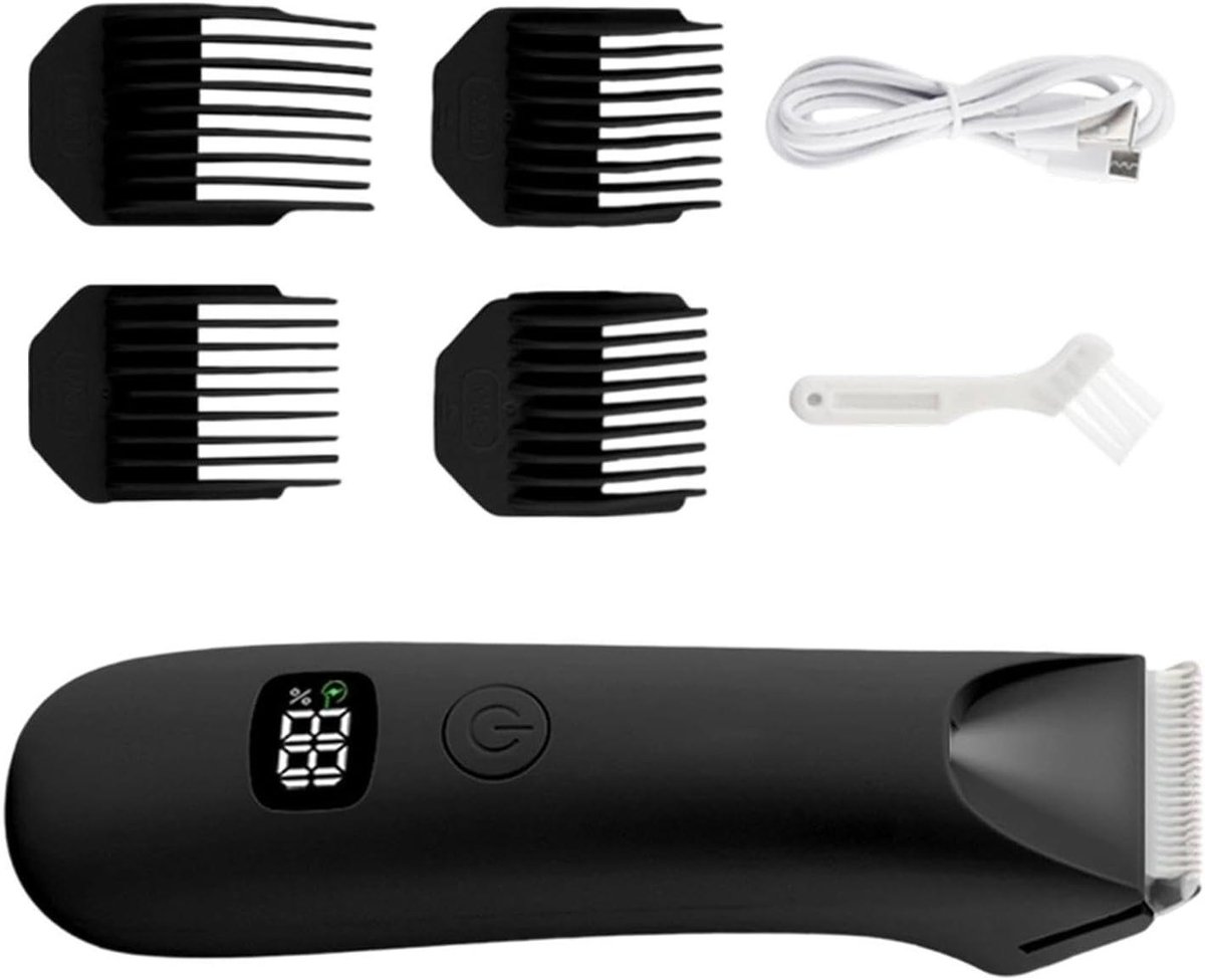 Intieme Trimmer - Lichaamsverzorging Heren - Persoonlijke Hygiëne - Geluidsarm LED Display - Waterdicht Ontwerp - Zwart