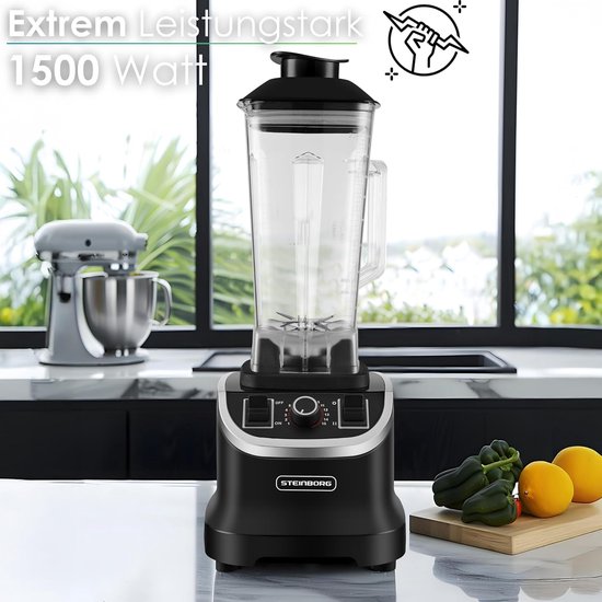 Krachtige Keukenmixer - Multifunctionele Blender - Gezonde Dranken Maken - 1500 Watt Vermogen - 2 Liter Capaciteit - Zwart — afbeelding 2