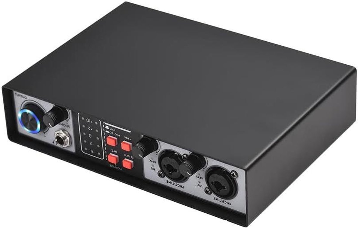 Audio Interface - Geluidskaart Opname - Muziek Maken - Vier Kanaal Invoer - 24 Bit 192kHz - Zwart