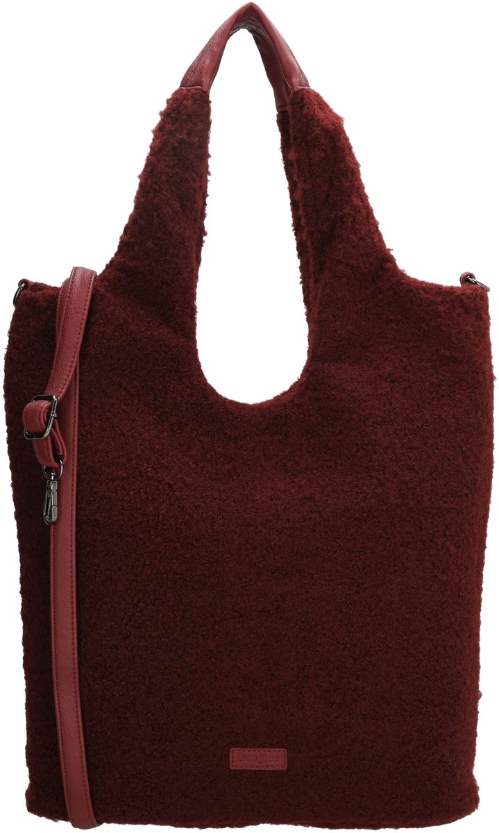 Beagles Nancy Shopper - Teddy Look - Schoudertas - Verstelbare Schouderband - Damestas - Casual - Tote Bag - Dames Tas - Bordeaux rood