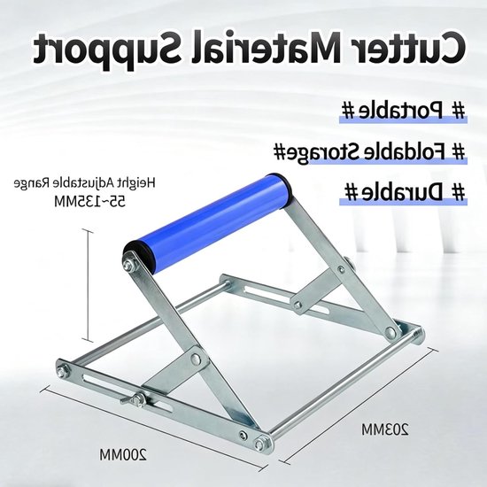 Verstelbaar Ondersteuningsframe voor Zaagmachine, Draagbare Tafelzaag Rollerstand, Hoogte 55-135mm, Ideaal voor Houtbewerking en Klussen — afbeelding 2