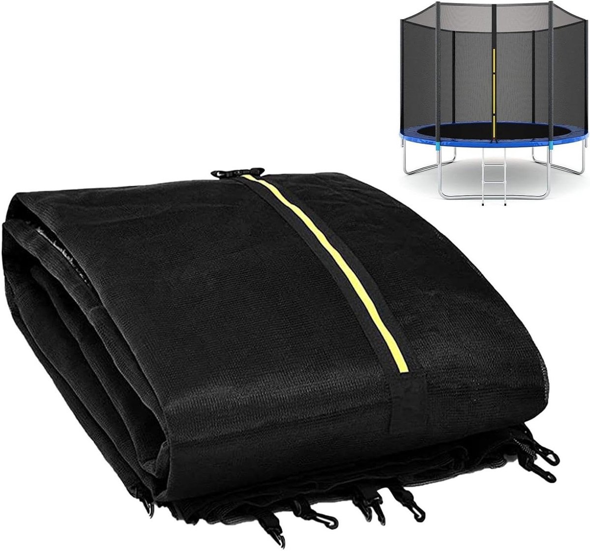 Trampoline Veiligheidsnet - Omlijsting Net - Veilig Spelen - UV-bestendig Gaas - 10FT 6/8 Palen - Zwart