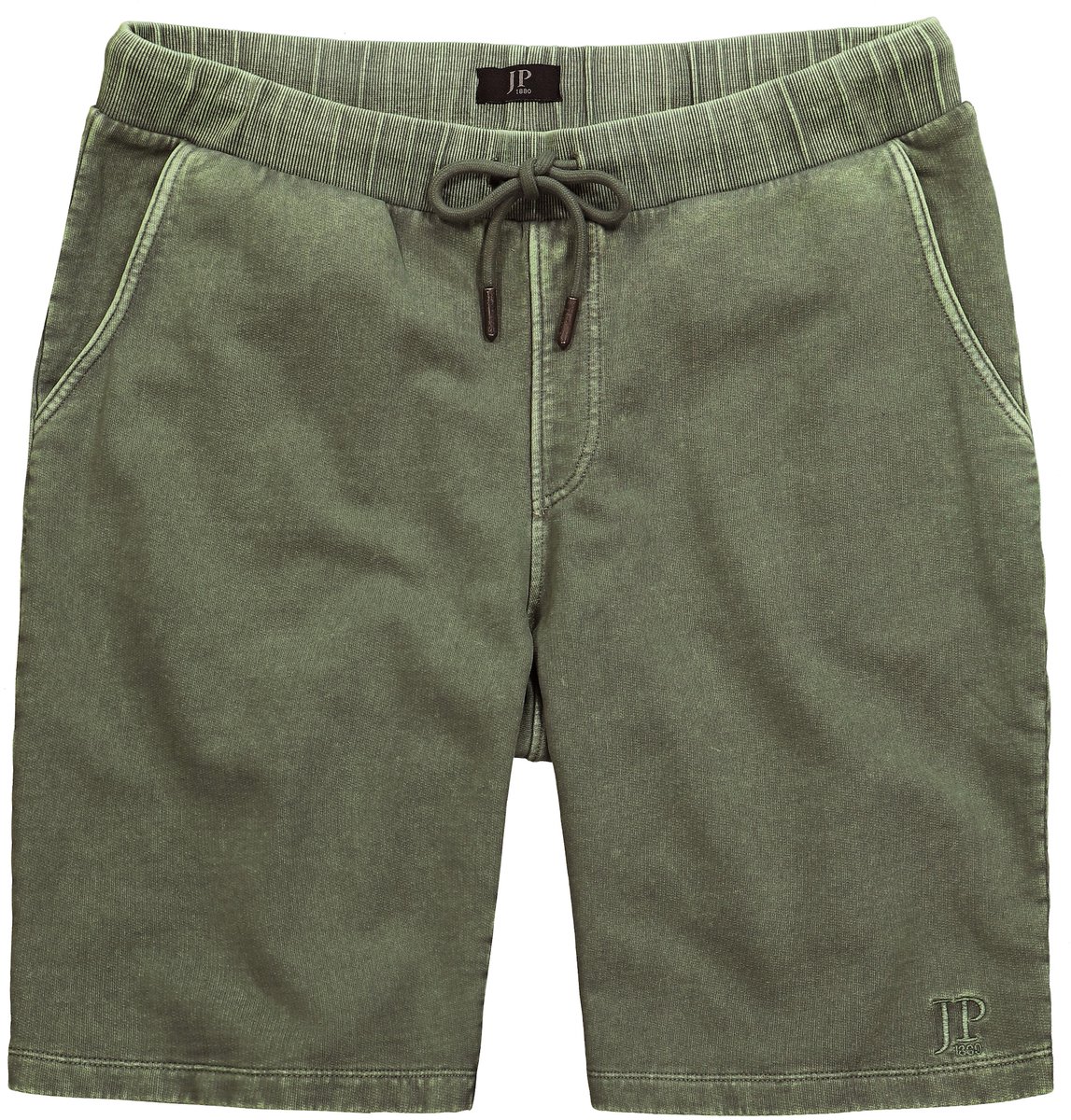 JP 1880 - Heren - Sweat bermuda elastische tailleband vintage look - Flessengroen - Maat XL