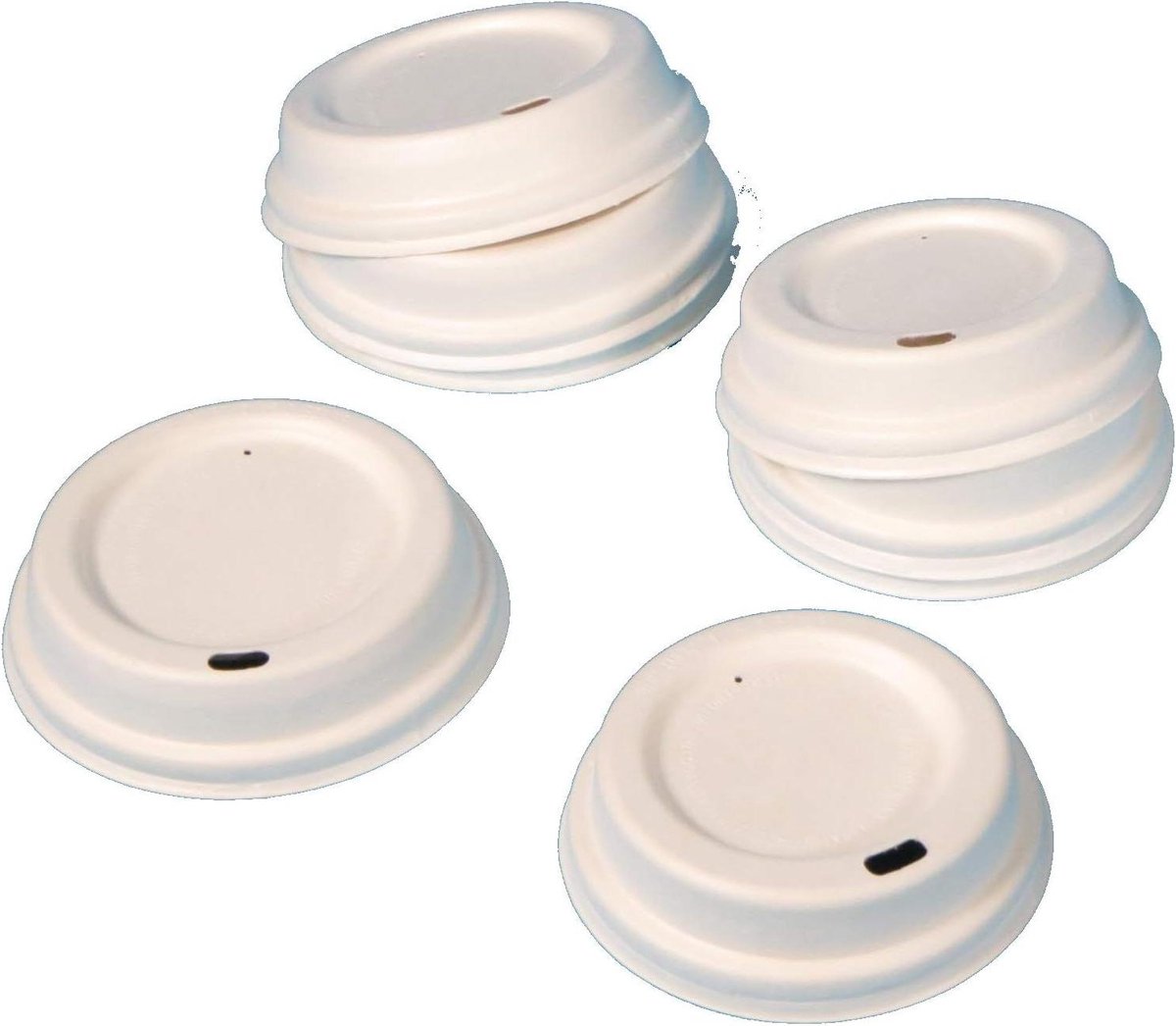 Pro DP 1000 Bio Chinet/houtslijpdeksel wit composteerbaar GEEN biologisch plastic voor coffee to go beker koffiebeker kartonnen beker Ø80 mm of Ø90 mm naar keuze