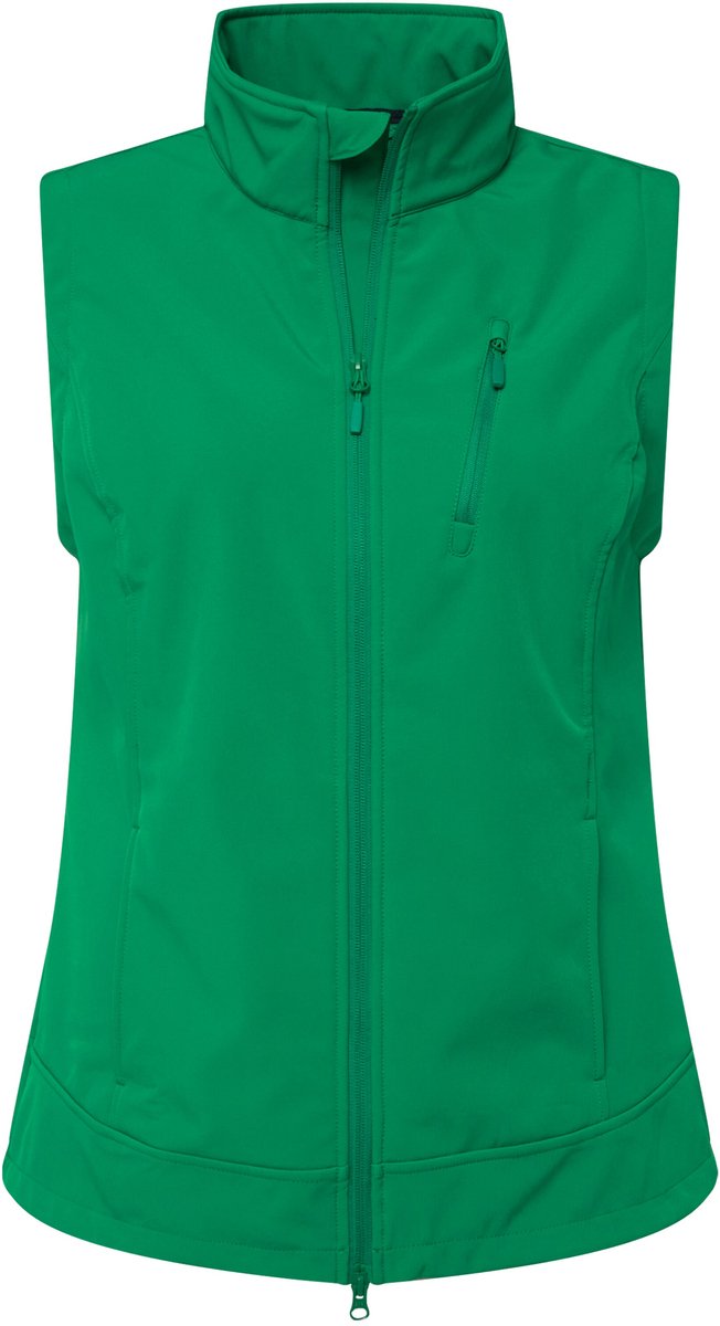 Ulla Popken - Dames - Softshell bodywarmer fleecevoering 2-wegrits - Smaragdgroen - Maat 42+
