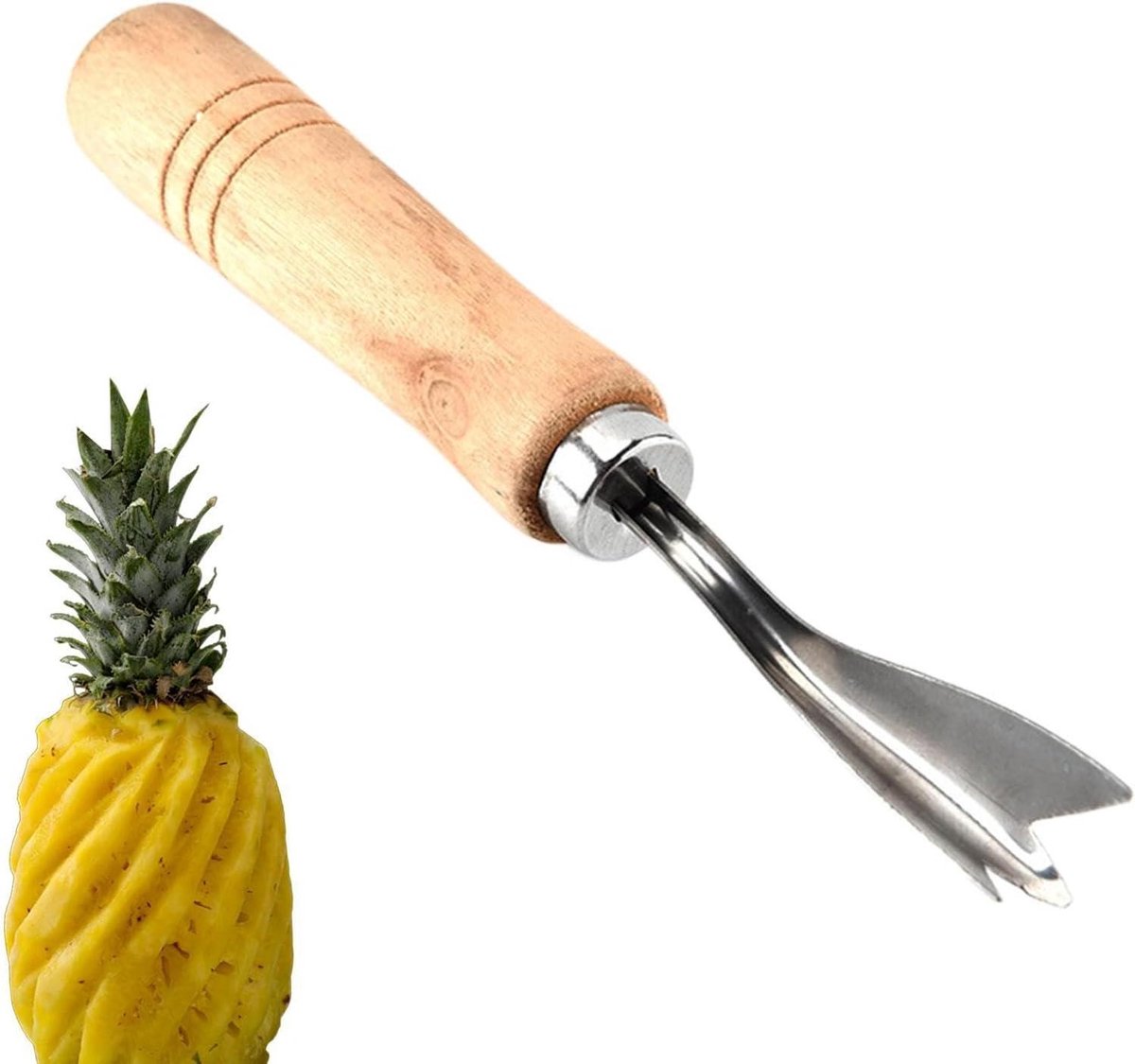 Ananas Oog Verwijderaar - Fruit Ontkerner - Fruit Voorbereiden - Ergonomisch V-ontwerp - Roestvrij Staal - Zilverkleurig