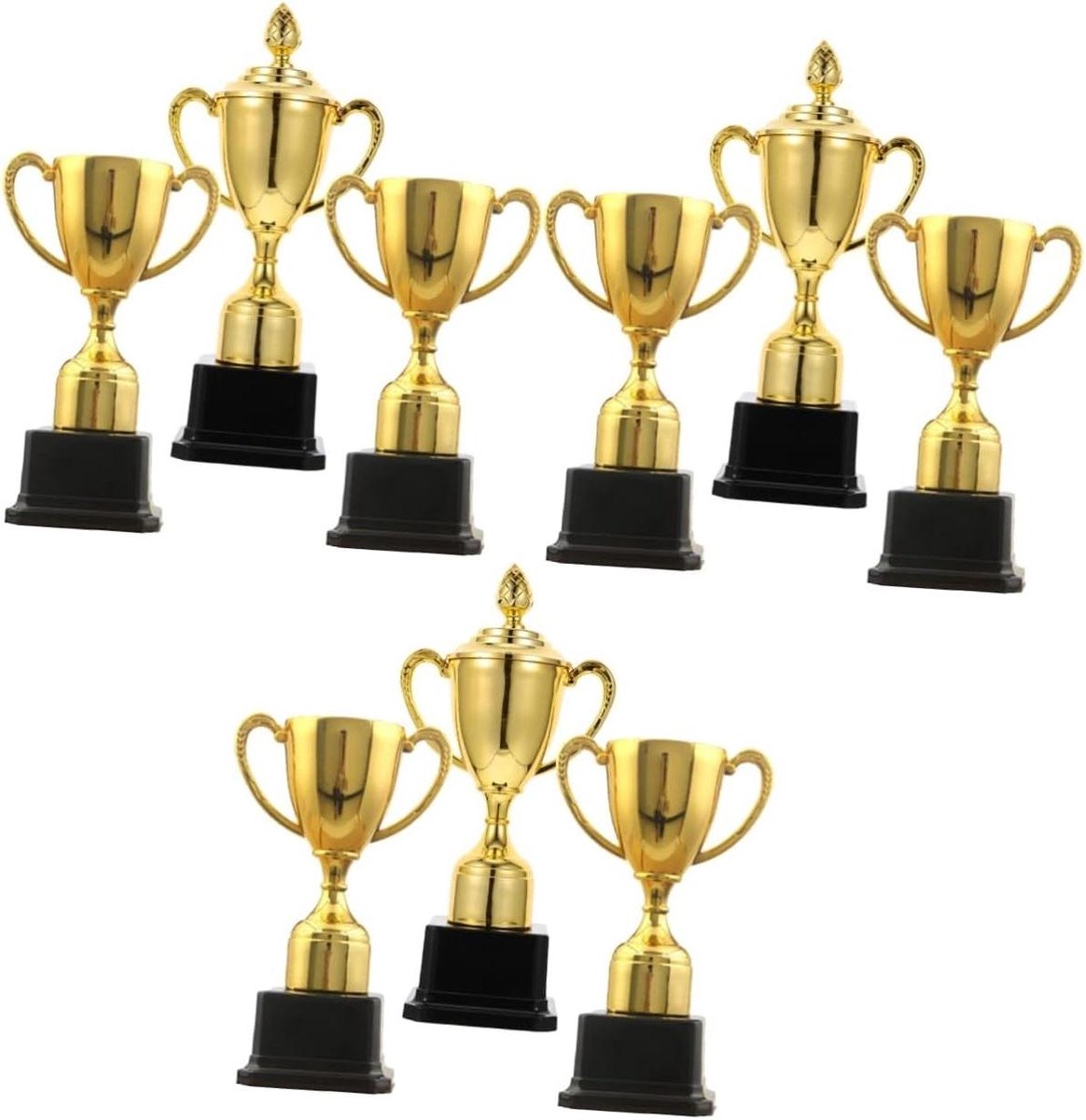 Winnaar Trofee - Bekers - Wedstrijd Beloning - Set van 9 stuks - Klein formaat - Goudkleurig