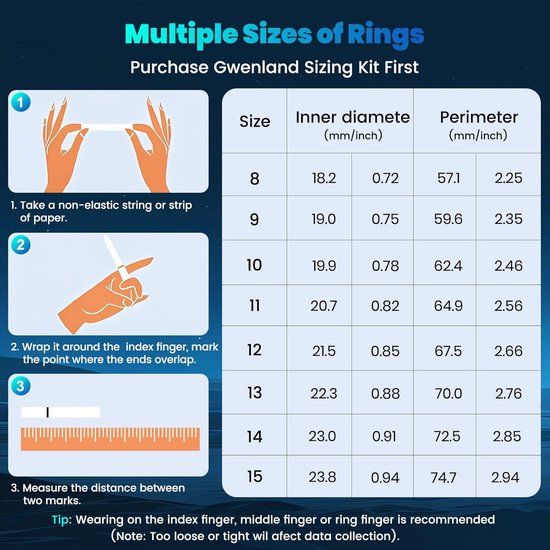 Smart Ring - Slimme - Slaapmonitoring Hartslag en Bloeddruk - Draadloos van Smart++) — afbeelding 4