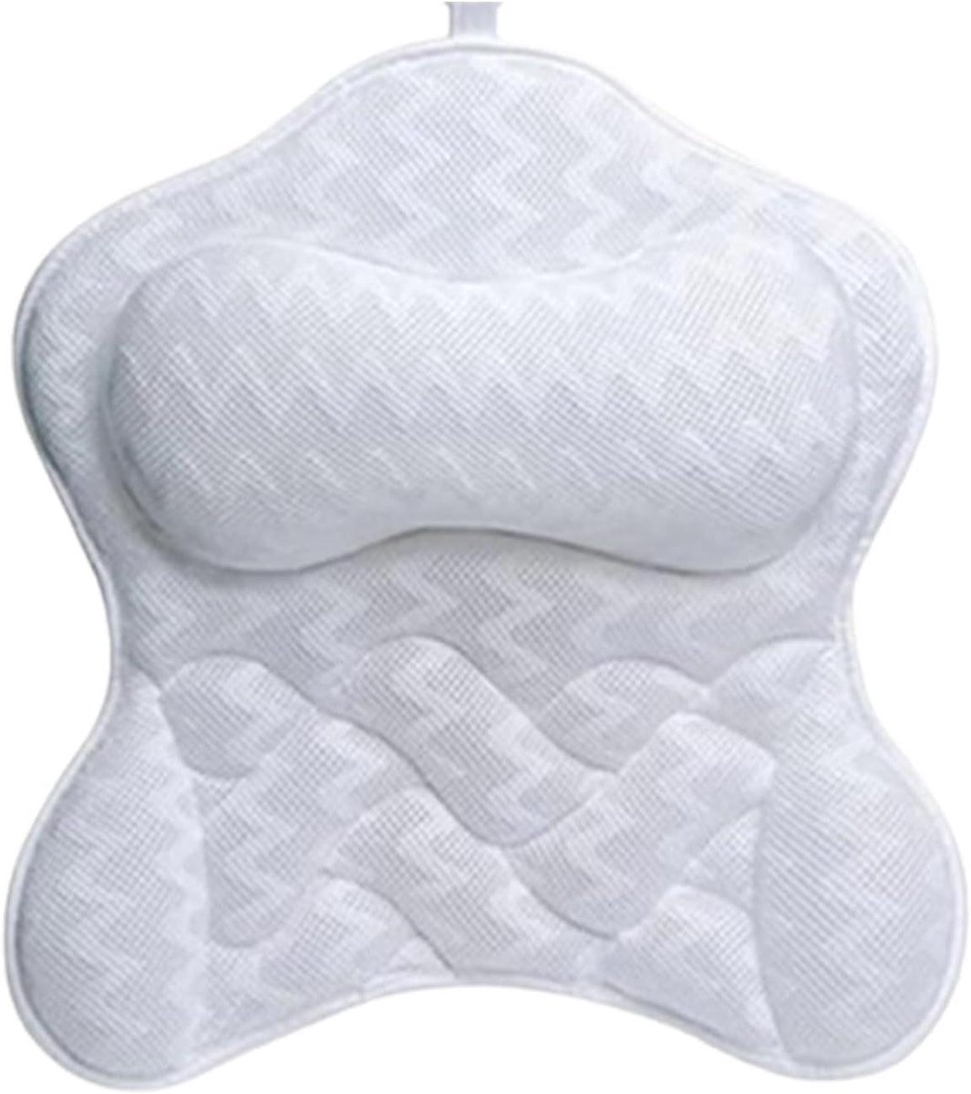 Spa Badkussen - Neksteun Kussen - Ontspannen in Bad - Zes Zuignappen - 46 x 42 cm - Wit