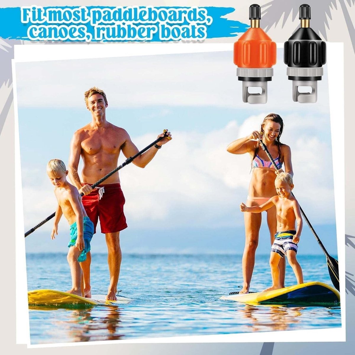 2-delige opblaasbare Stand-Up Paddle Board (SUP) pompadapter - Paddle Board ventiel naar kajak ventiel adapter - Auto pomp inflator adapter - Zwart – foto 2