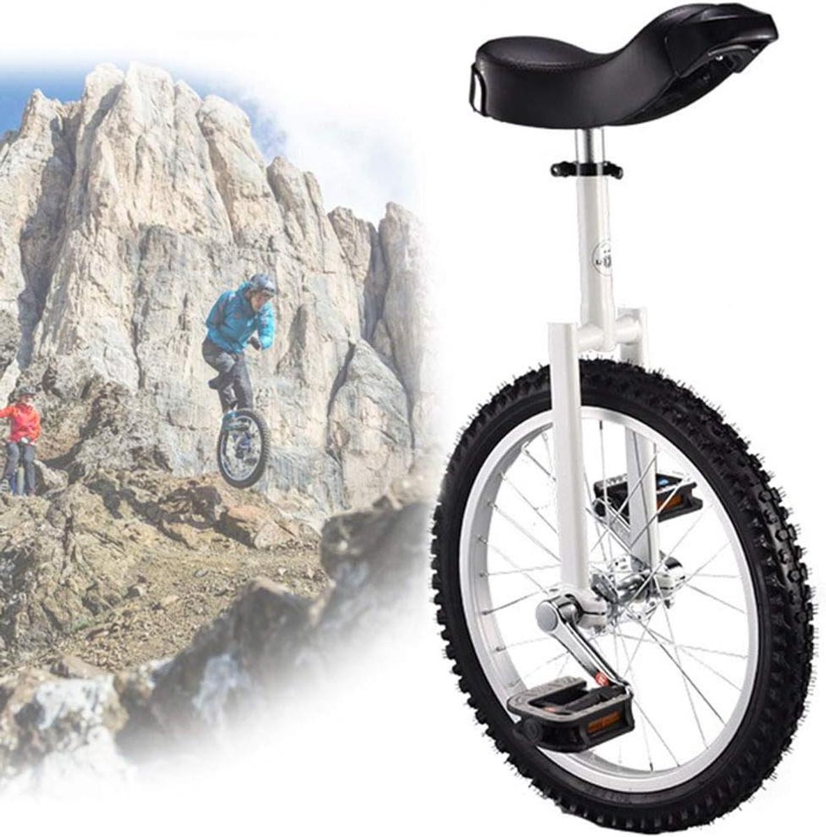 Eenwieler Balansfiets Buitensport Antislip banden 18 inch Wit