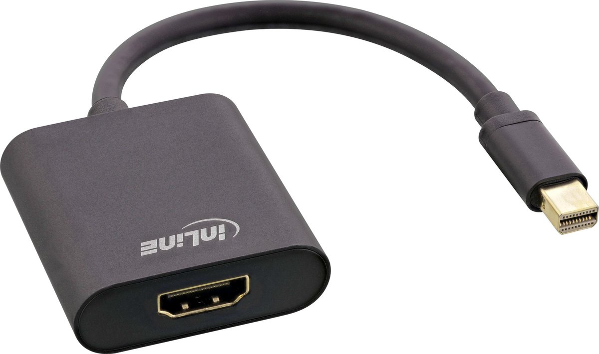 InLine® Mini DisplayPort HDMI converter kabel, aluminium, zwart, 4K/60Hz