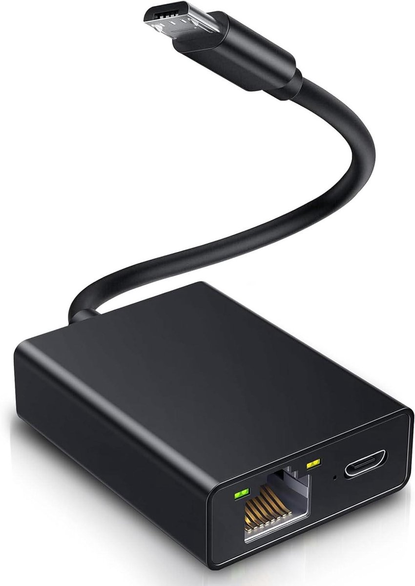 Ethernet Adapter - Netwerk Kabel - Stabiel Internet - 100 Mbit Snelheid - Micro-USB - Zwart