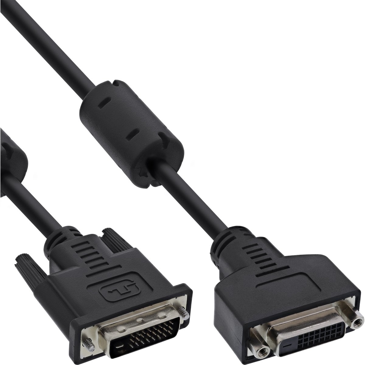 InLine® DVI-D kabel, Dual Link 24+1 male naar 24+1 female, 2 ferrieten, 2m