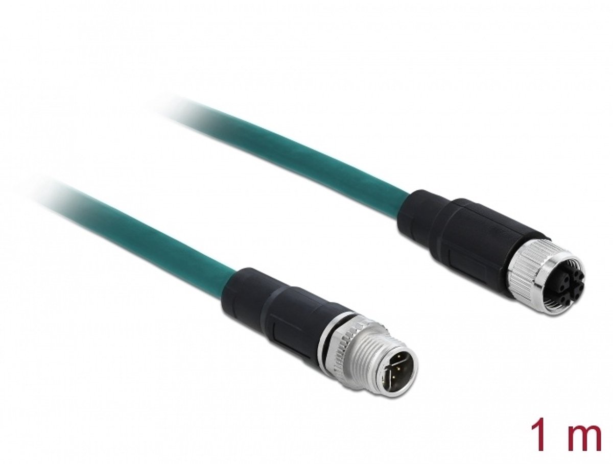 DeLOCK M12 8-pins X-gecodeerde industriële netwerk verlengkabel - CAT6a / TPU PUR - 1 meter