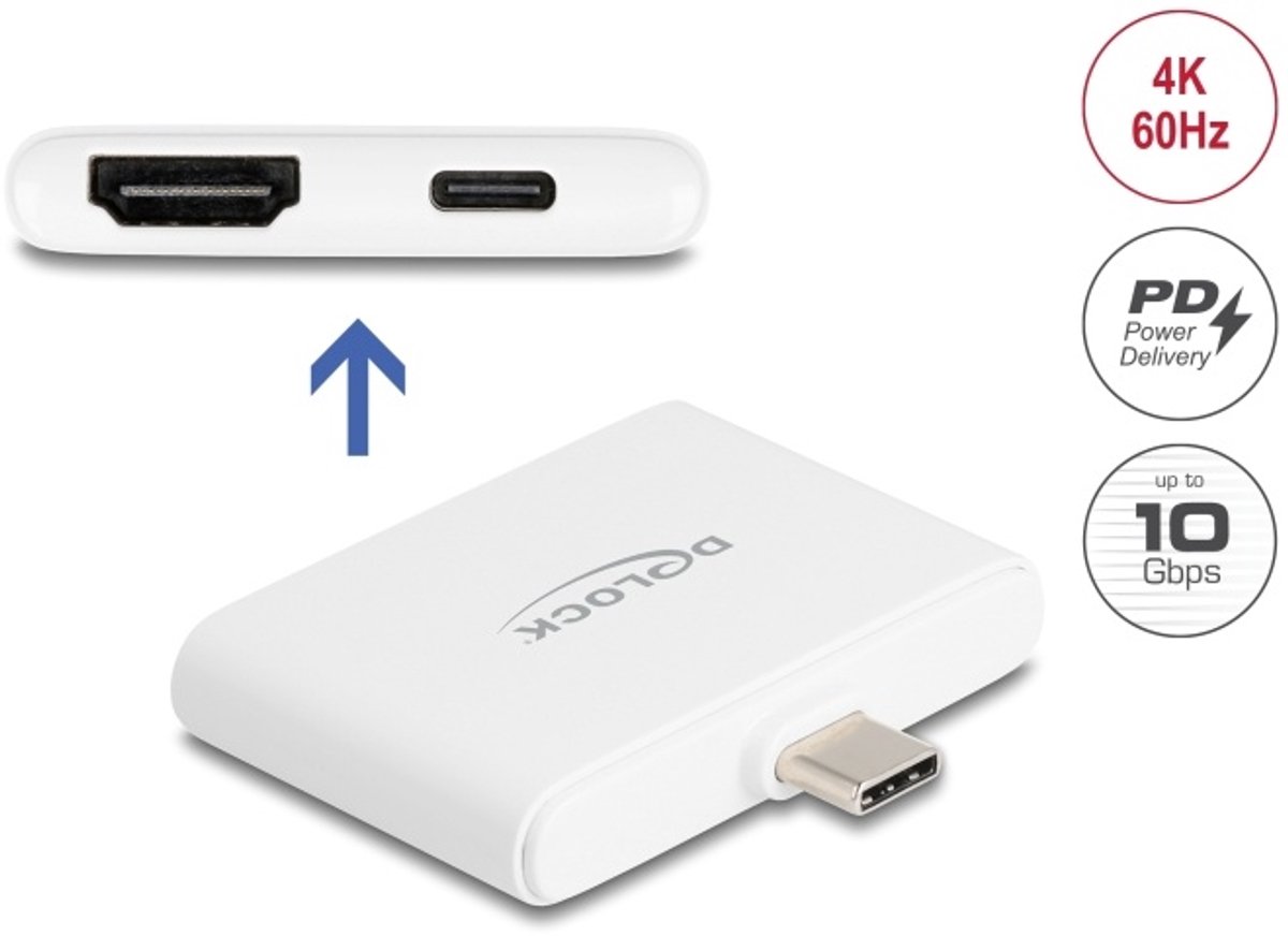 Delock USB Type-C™ Adapter to HDMI 4K 60 Hz and USB Type-C™ Data + PD 94 W