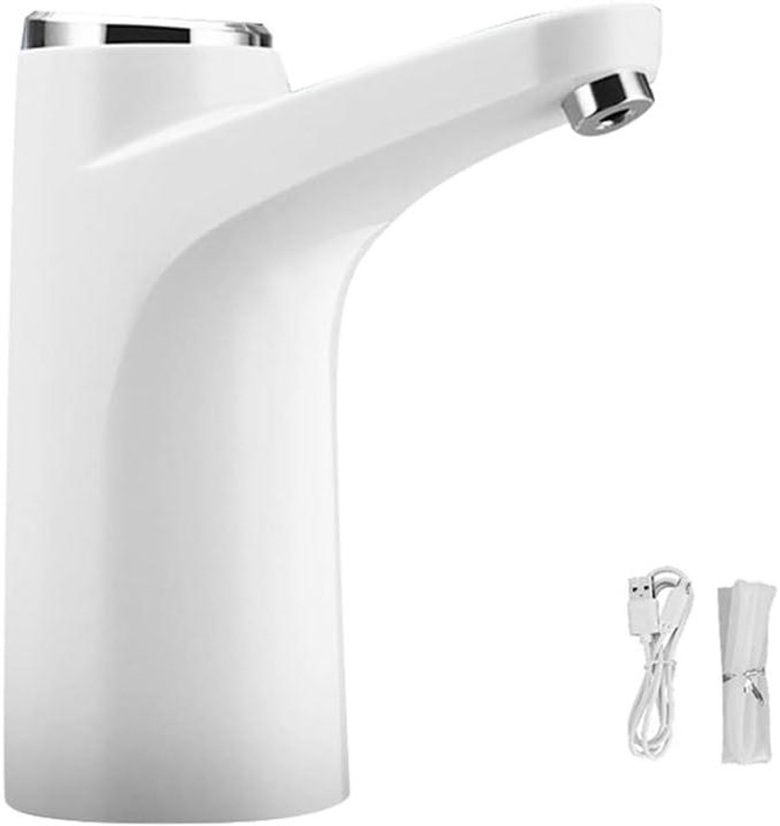Elektrische Waterpomp - Flessenpomp Automatisch - Water Tappen - USB Oplaadbaar - 14 x 7 cm - Wit