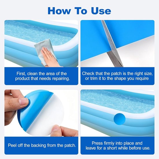 Zwembad reparatieset - Lichtgewicht pleisters - Snelle reparaties - Zelfklevend waterdicht - 40 stuks - Blauw — afbeelding 2