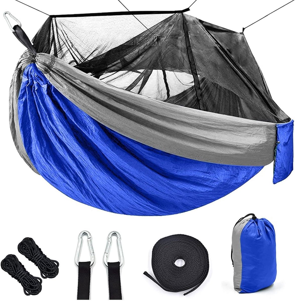 Outdoor Hangmat - Kampeer Hangmat - Ontspannen Buiten - Duurzaam Nylon - 260x140cm - Blauw