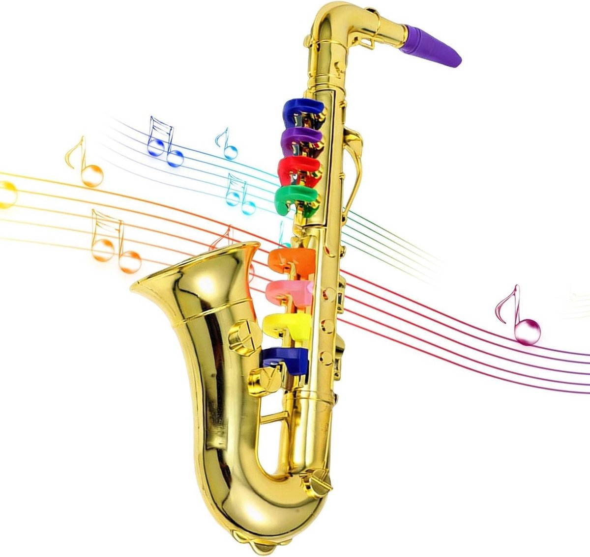 Kinder Saxofoon Speelgoed - Muziekinstrument Kinderen - Muziek Ontdekken - Zeven Instrumentale Modi - 45 x 175 cm - Goud