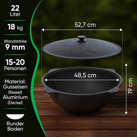 Buitenoven met Kazan - Vuurplaats Set - Gezellig Buiten Koken - Inclusief Diverse Lepels - Ø 50 cm Kazan - Ongecoat — afbeelding 4