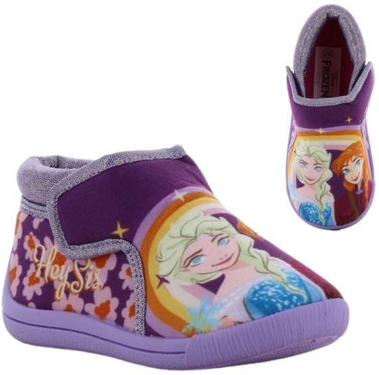 Frozen - Pantoffels kinderen voor meisjes - Anna en Elsa Sloffen kind met klittenbandsluiting - Schoenen van 2 tot 8 jaar - Maat 27 - Paars