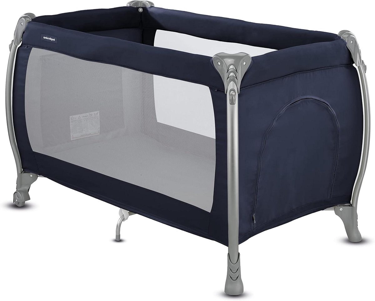 Reisbed - Babybed - Veilig Slapen - Zijopening met rits - 126 x 79 cm - Blauw