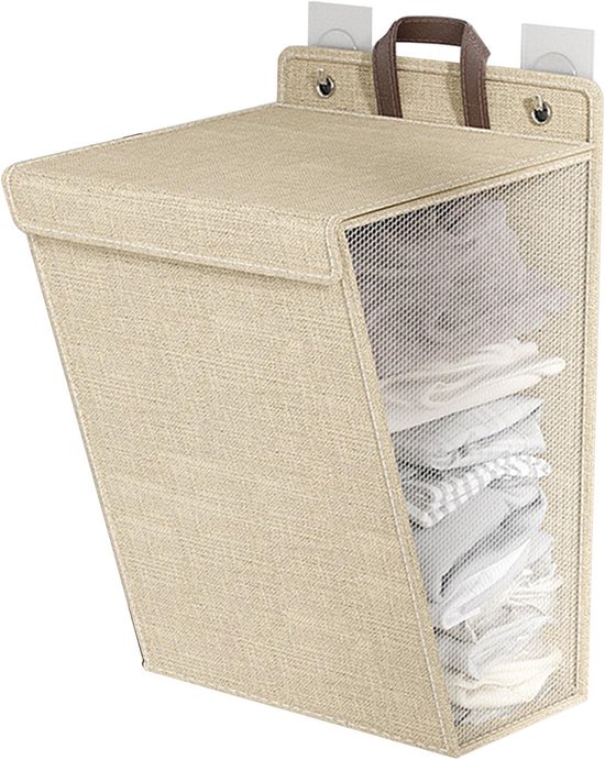 Wasmand Opvouwbaar - Vuile Kledingmand - Ruimte Besparen - Muurhangend Ontwerp - 43x35x2 cm - Grijs — afbeelding 5