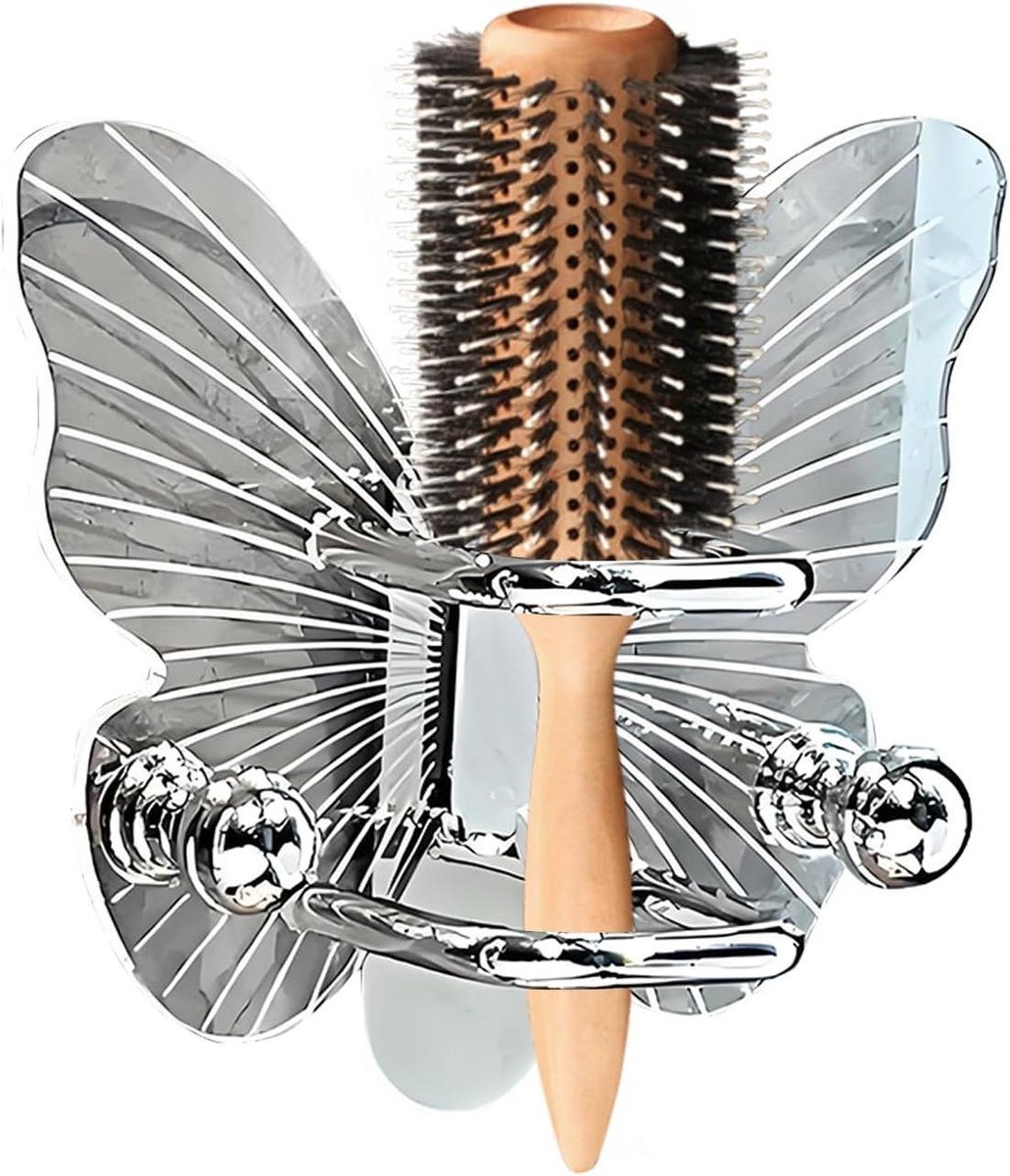 Haarborstelhouder Muur - Kam Organizer - Ruimte Besparen - Decoratieve Vlinderstijl - 12 cm - Meerkleurig