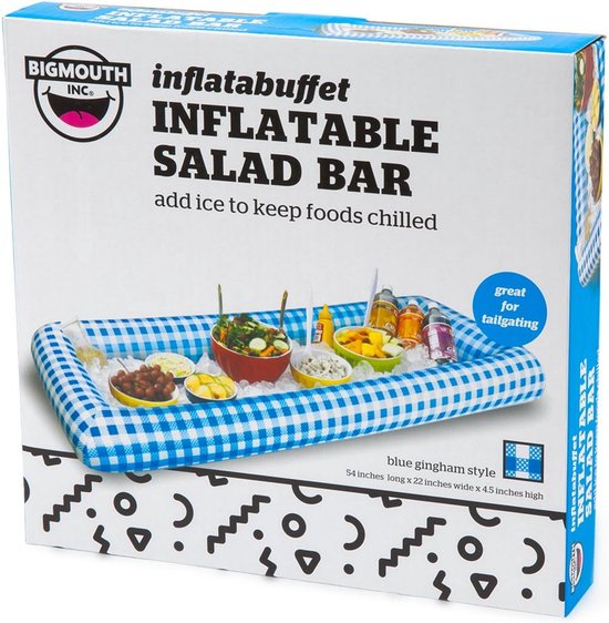 Opblaasbare Buffet Koeler voor Salades en Drankjes - Blauw Geruit — afbeelding 3