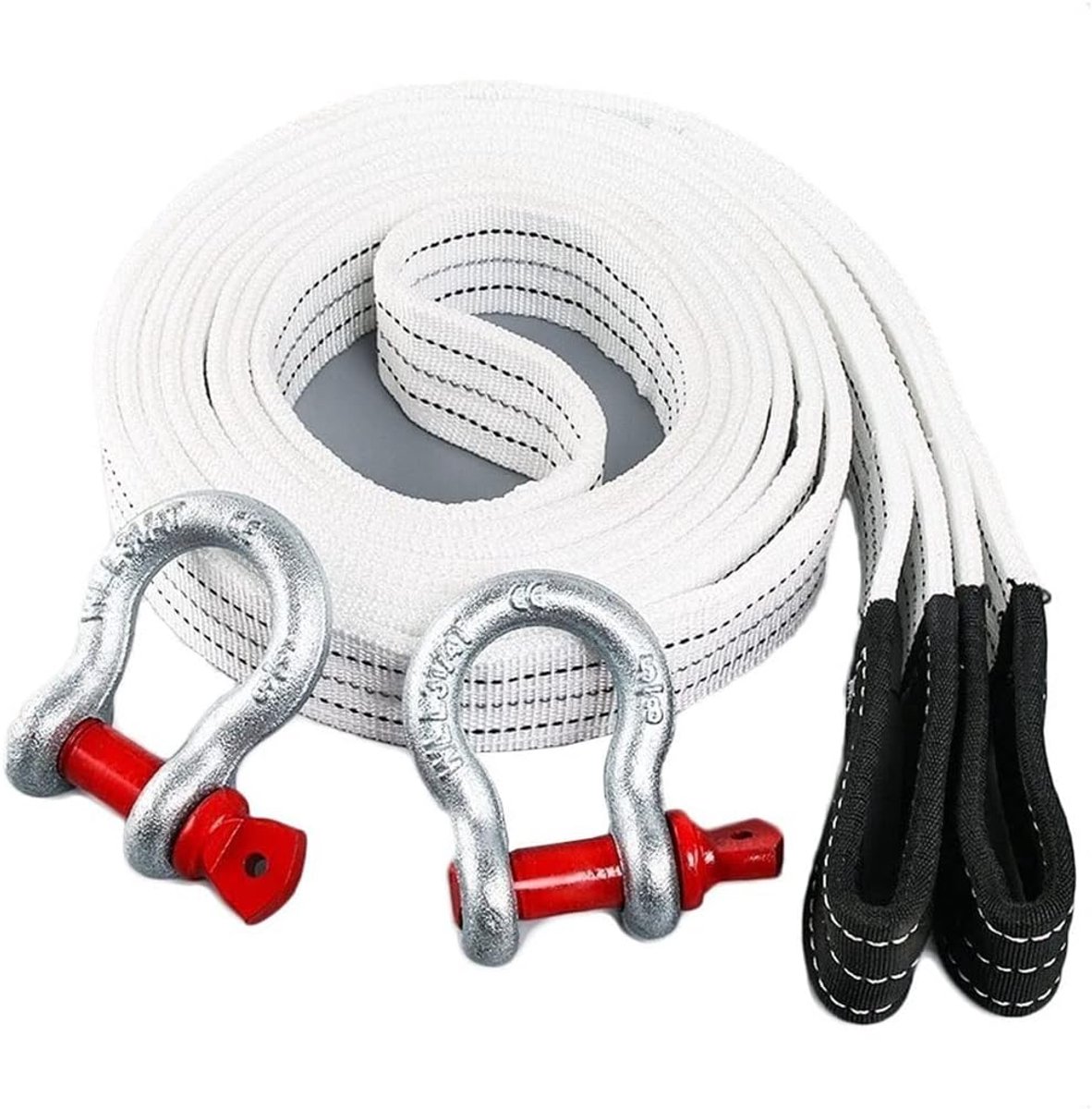Sleepkabel Voertuigen - Nylon Sleepriem - Noodhulp Auto - 39000 Lbs Breeksterkte - 6 Meter Lengte - Zwart