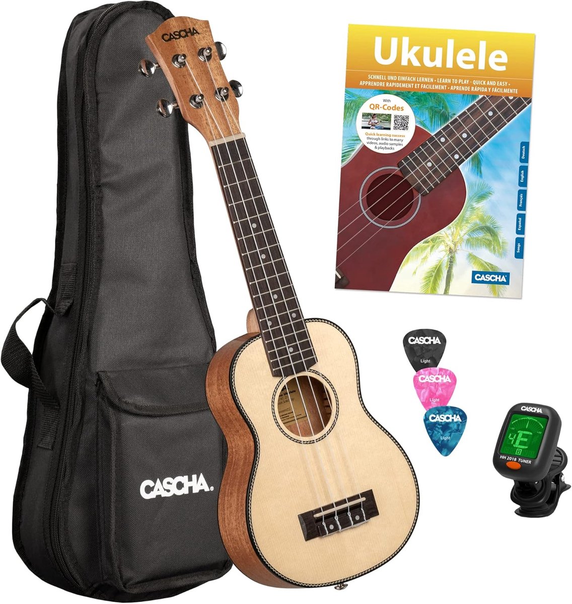 Sopraan Ukelele - Hawaii Gitaar - Muziek Leren - Massief Vuren Bovenblad - 21 inch - Bruin
